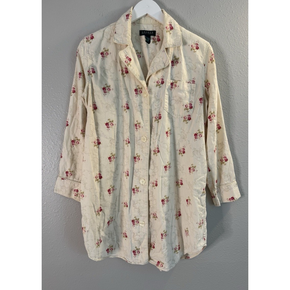 Lauren Ralph Lauren Floral Cotton Sleep Shirt Nightgown Cottagecore M
